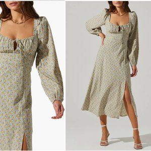 ASTR Floral Print Cutout Midi Dress